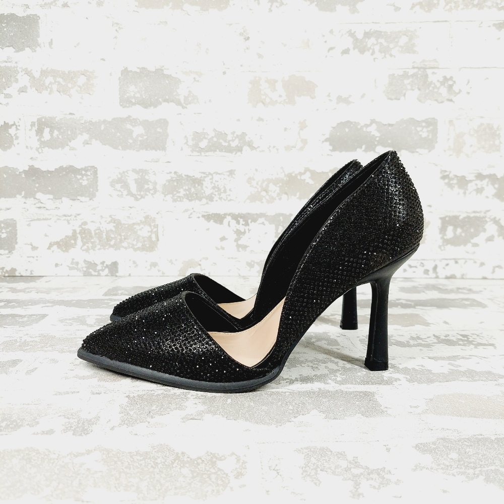 NEW Mia Ciana Black Rhinestone Pointed Toe High Heel Pumps  A123